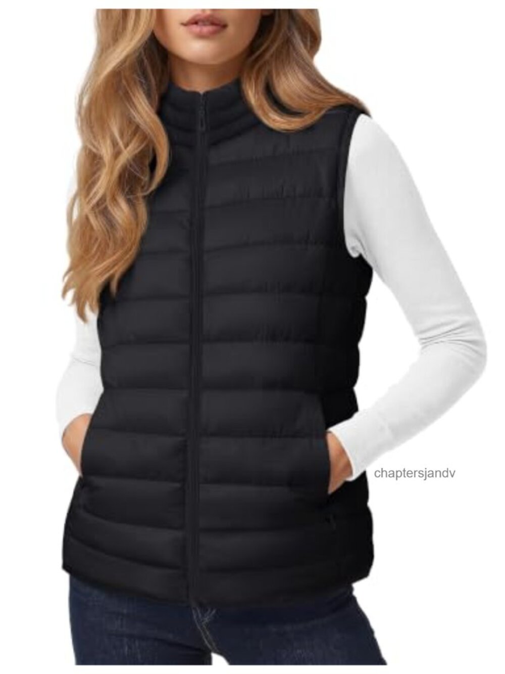 Women's Quilted Puffer Vest Lightweight Sleeveless Puffy Zip-Up